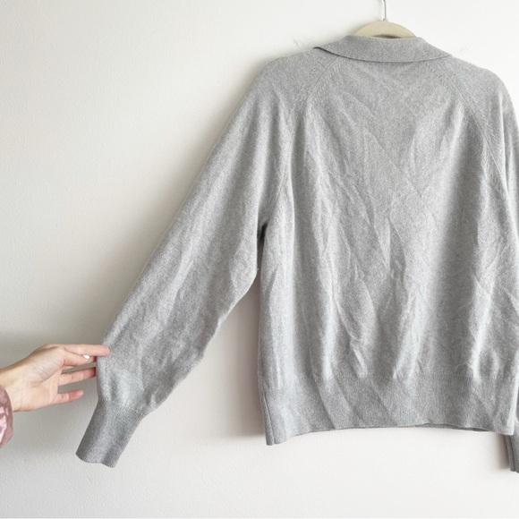 J. Crew Cashmere Collared V Neck Pullover Sweater medium Gray Minimalist luxury - Picture 8 of 9